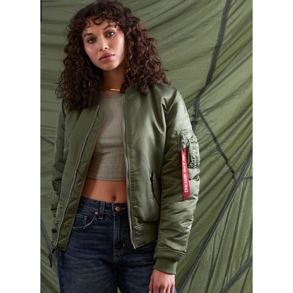 NEW Alpha Industries Reversible MA-1‎ Bomber Jacket Olive Orange Womens L